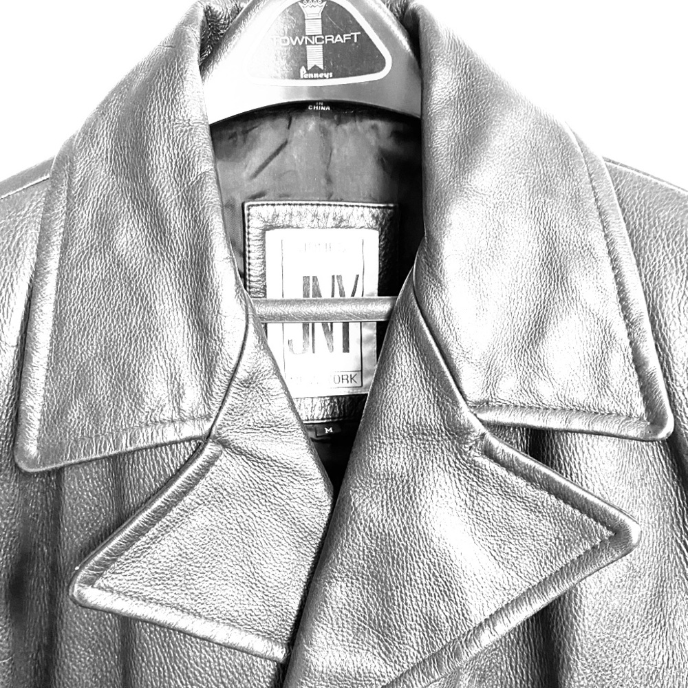 Jones NY genuine leather pea coat